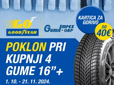 Kartica za gorivo do 40 EUR pri kupnji kompleta zimskih ili cjelogodišnjih Goodyear guma