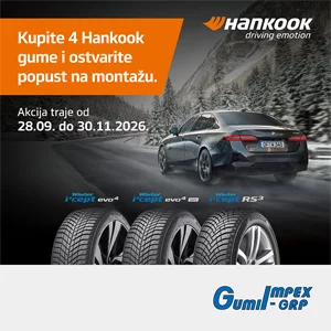 Kupite 4 Hankook gume i ostvarite popust na montažu